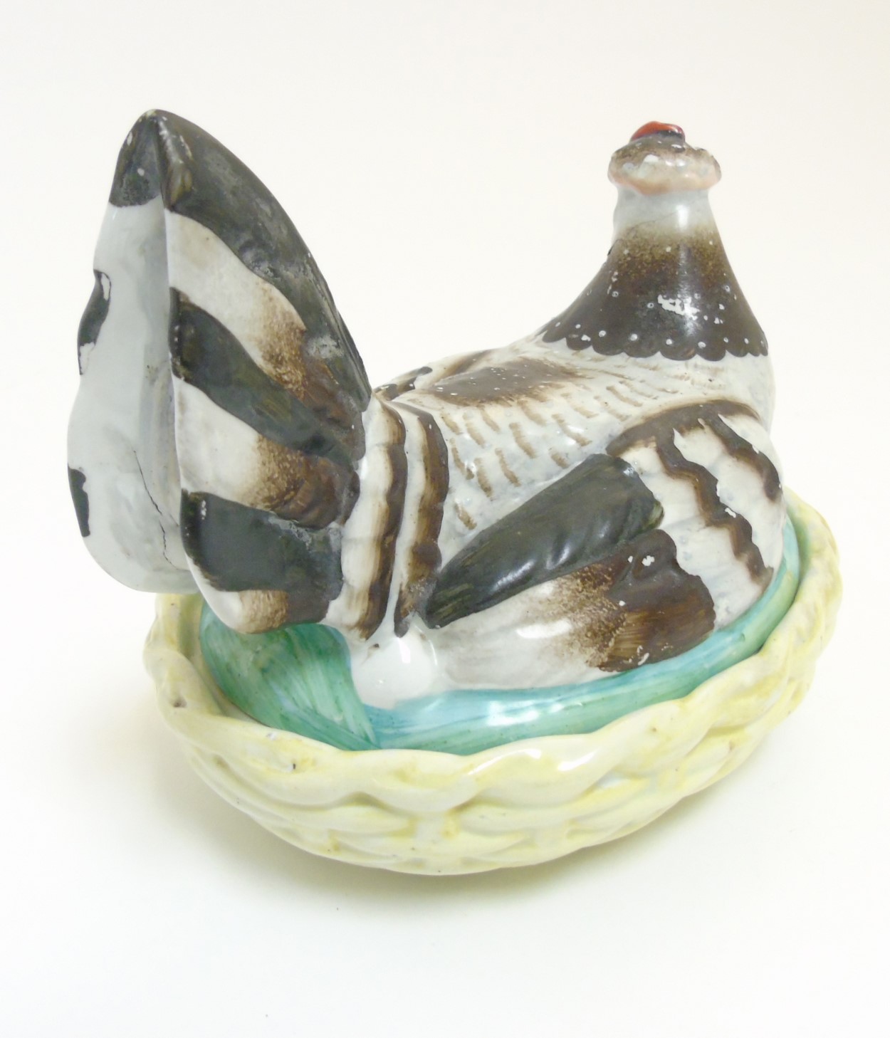 A 19thC Staffordshire hen on nest tureen with yellow basket, - Image 4 of 10