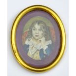 C.1900, miniature on ivory , an oval, Portrait of a young boy.