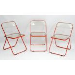 Vintage Retro : three Plia chairs designed by Giancarlo Piretti manufactured by Castelli Italy,