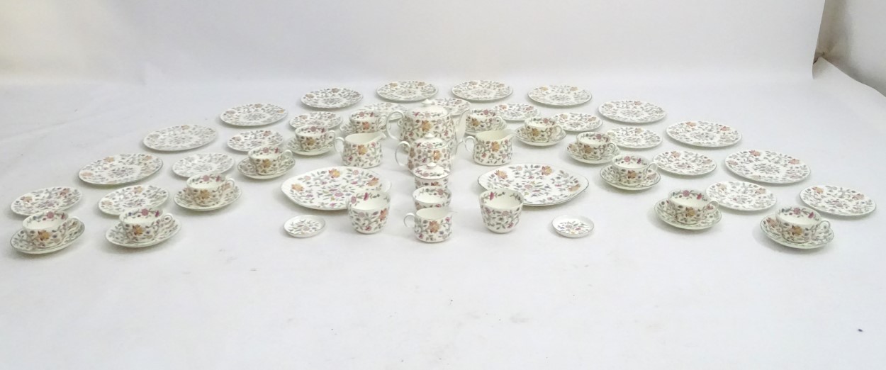 Minton Haddon Hall: A quantity of green rim Haddon Hall tea service pieces designs by John - Image 7 of 14