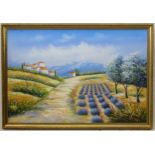Circle of Claire Vogt Wally, Oil on canvas board, Lavender fields in Haute Provence,