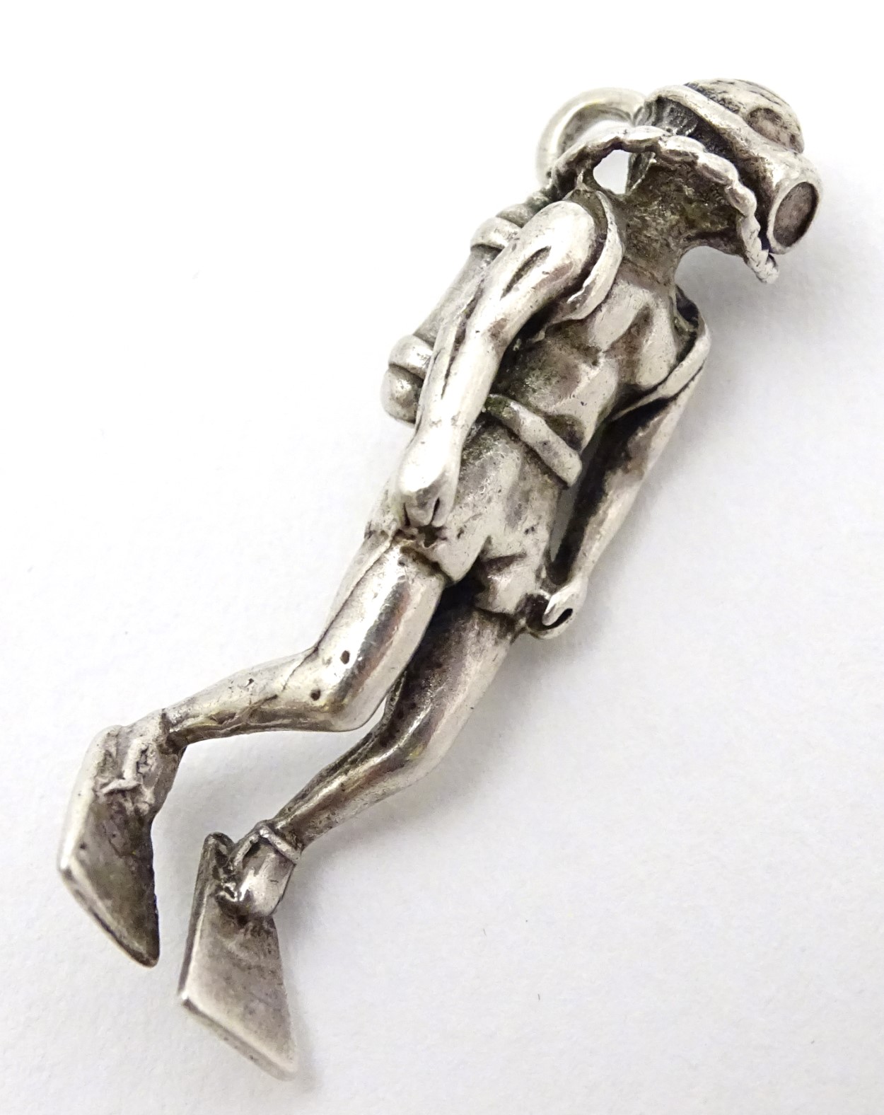 A Mexican silver pendant formed as a model of a scuba diver . Marked under. - Image 4 of 6