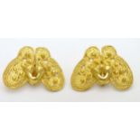 A pair of 14k gold plated clip earrings of abstract form approx 1 1/4" wide CONDITION:
