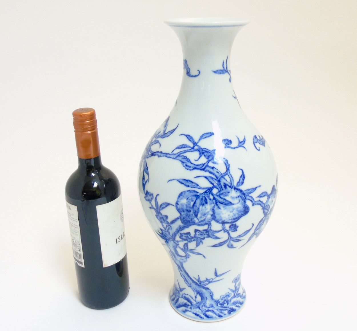 A Chinese blue and white 'Bat and Fruit' vase, - Image 4 of 8