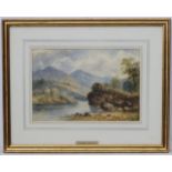 David Bates (1840-1900), Watercolour, A Welsh Lake in the mountains, Labelled lower ,