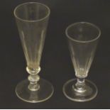 Ale Glasses : Two early 19th C conical shaped and facet sided pedestal ale glasses ,