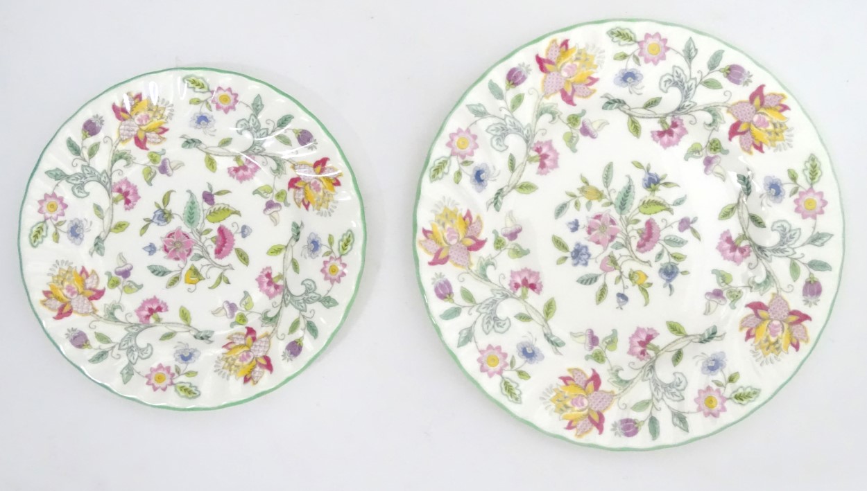 Minton Haddon Hall: A quantity of green rim Haddon Hall tea service pieces designs by John - Image 12 of 14