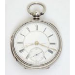 Silver fusee Pocket Watch : a Hall Marked Silver signed ' J.