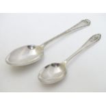 2 silver spoons : 1 hallmarked London 1923 maker Josiah Williams & Co.