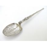 A silver replica anointing spoon hallmarked Birmingham 1902 maker Levi & Salaman 7" long (46g)