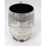 A Victorian silver Christening mug hallmarked Sheffield 1888 maker James Deakin & Sons.