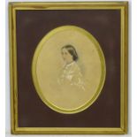 J Fisher 1829, Portrait Oval watercolour, 'Molly ' a young lady, Signed ,