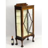 An early / mid 20thC flame mahogany glazed display cabinet,