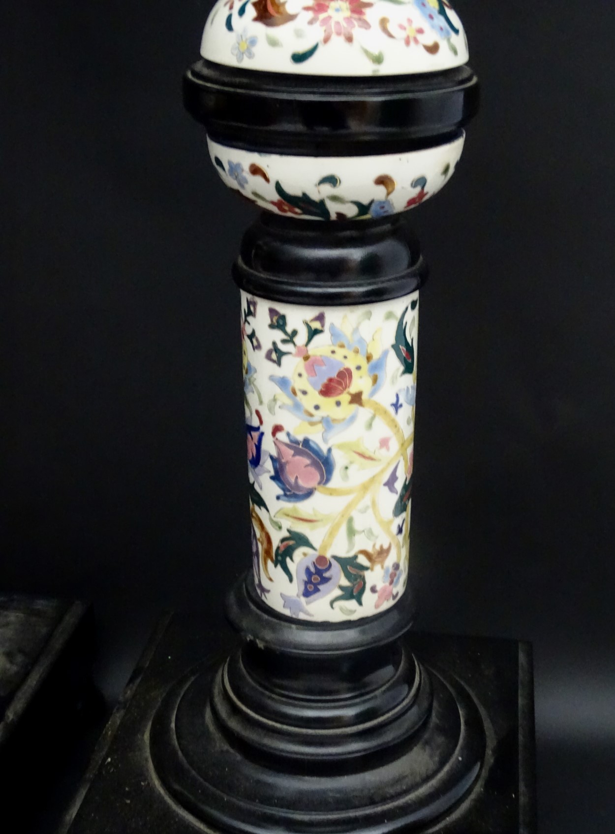 A pair of early 20thC columns/stands in the Zsolnay faience style, - Image 12 of 14