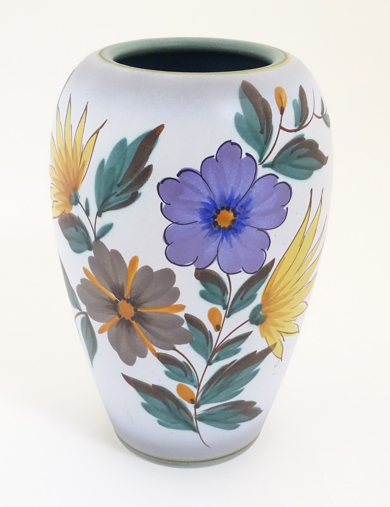 A Viola pattern Gouda vase. Marked under 1493, Flora Gouda, Holland, Viola. Height: approx. - Image 3 of 7