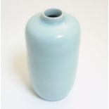 A Chinese Clair de Lune vase of tall oblong form with short cylindrical neck,