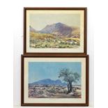 After Albert Namatjira (1902-1959) Australian, Pair of coloured prints, Mt Sonder,