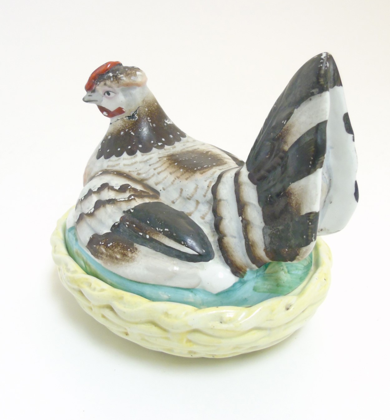 A 19thC Staffordshire hen on nest tureen with yellow basket, - Image 5 of 10