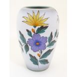 A Viola pattern Gouda vase. Marked under 1493, Flora Gouda, Holland, Viola. Height: approx.