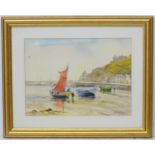 Don Austen XX, Watercolour, Cornish beach with boats, Signed lower right.