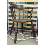 A mid/late 20thC smokers bow chair (double stretchers) CONDITION: Please Note - we