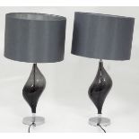 Pair of grey glass lamp bases with shades CONDITION: Please Note - we do not make