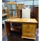 A pine dressing table and mirror CONDITION: Please Note - we do not make reference