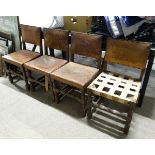 A set of 4 leather upholstered dining chairs for restoration CONDITION: Please Note