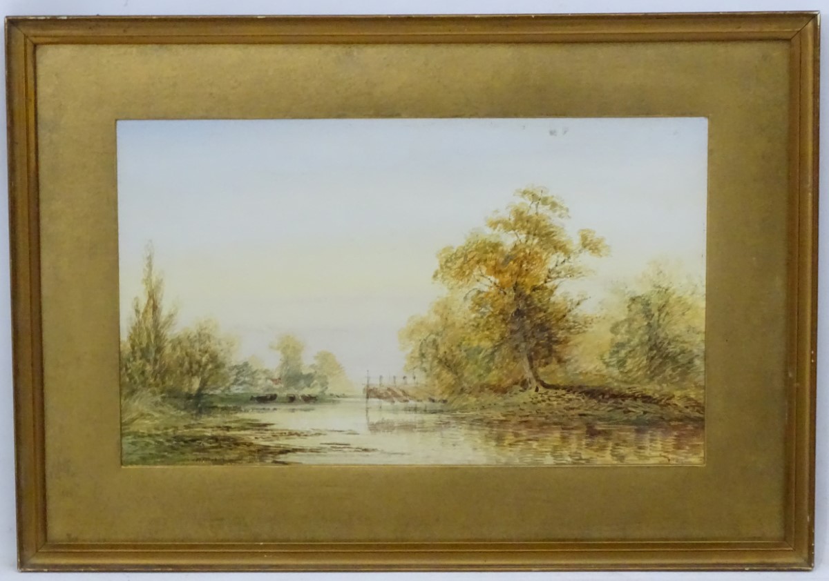 L Lewis (18)94, Watercolour, Eel traps on a river, Signed and dated lower right, - Image 4 of 6