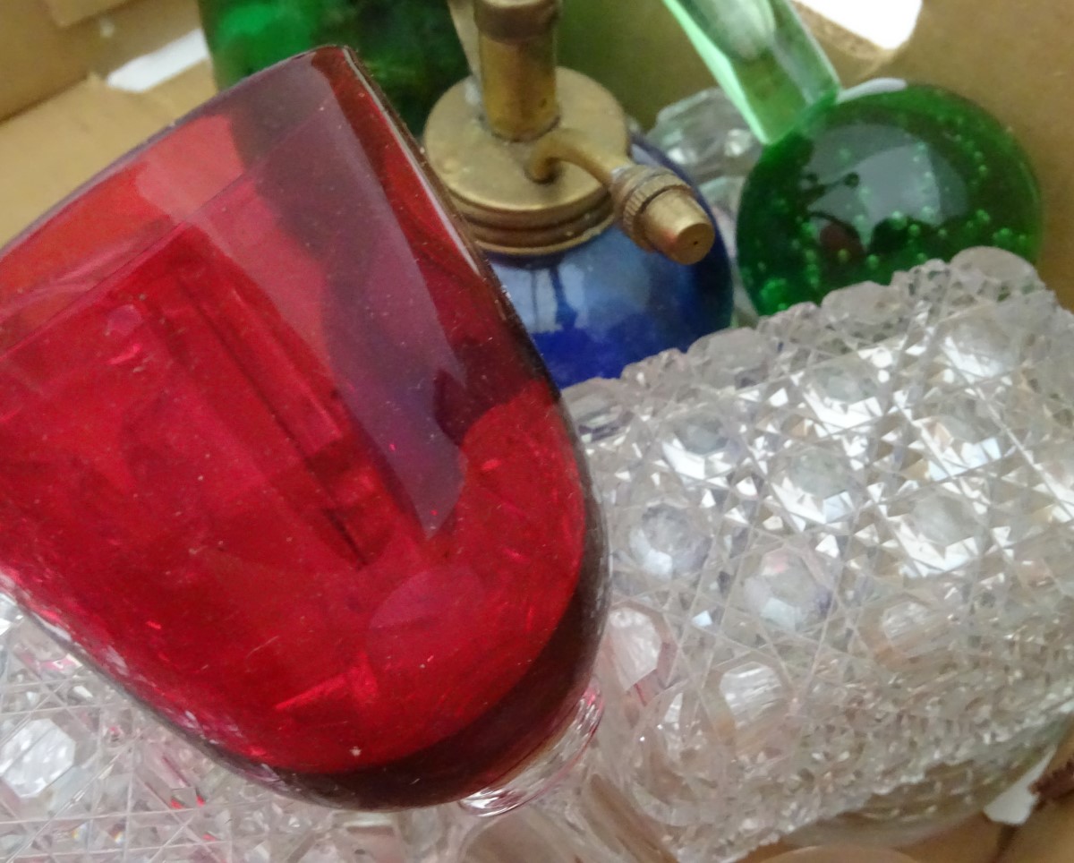 A quantity of glassware to include hobnail cut jars, cranberry wine glasses etc. - Image 4 of 4