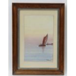 J Howard early XX Marine School, Watercolour and gouache, Returning fishing boat,