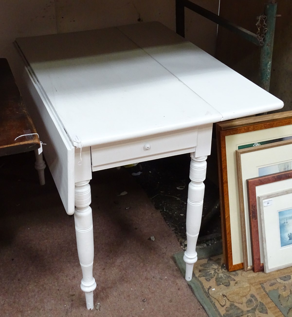 A white painted Pembroke table CONDITION: Please Note - we do not make reference