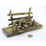 A novelty letter rack with brass fox and fence decoration.
