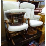 2 rocking chairs together with a footstool by Dutailier (3) CONDITION: Please Note -