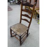 An old elm rush seater rocking chair CONDITION: Please Note - we do not make