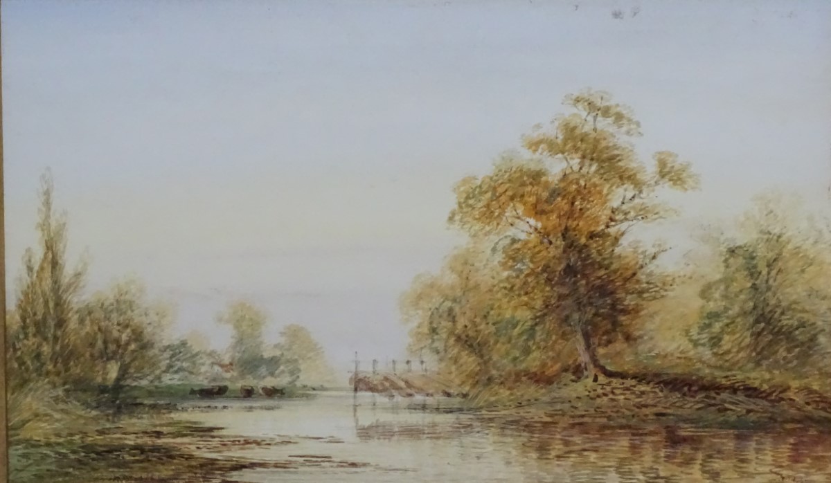 L Lewis (18)94, Watercolour, Eel traps on a river, Signed and dated lower right, - Image 5 of 6