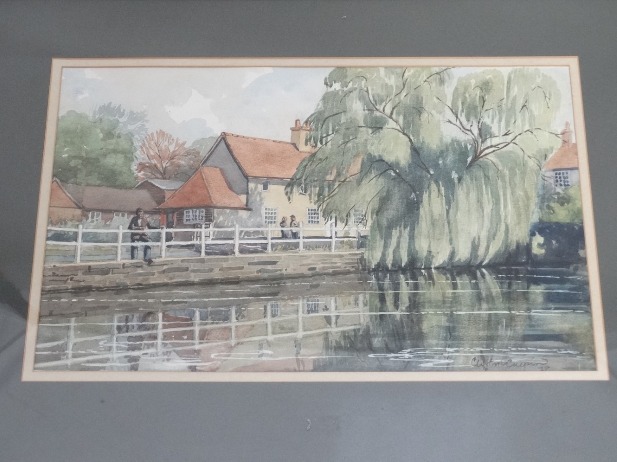 Clifford Culpin Mid-late XX, Watercolour, ' Duck Pond , Bennington Herts ', - Image 2 of 3