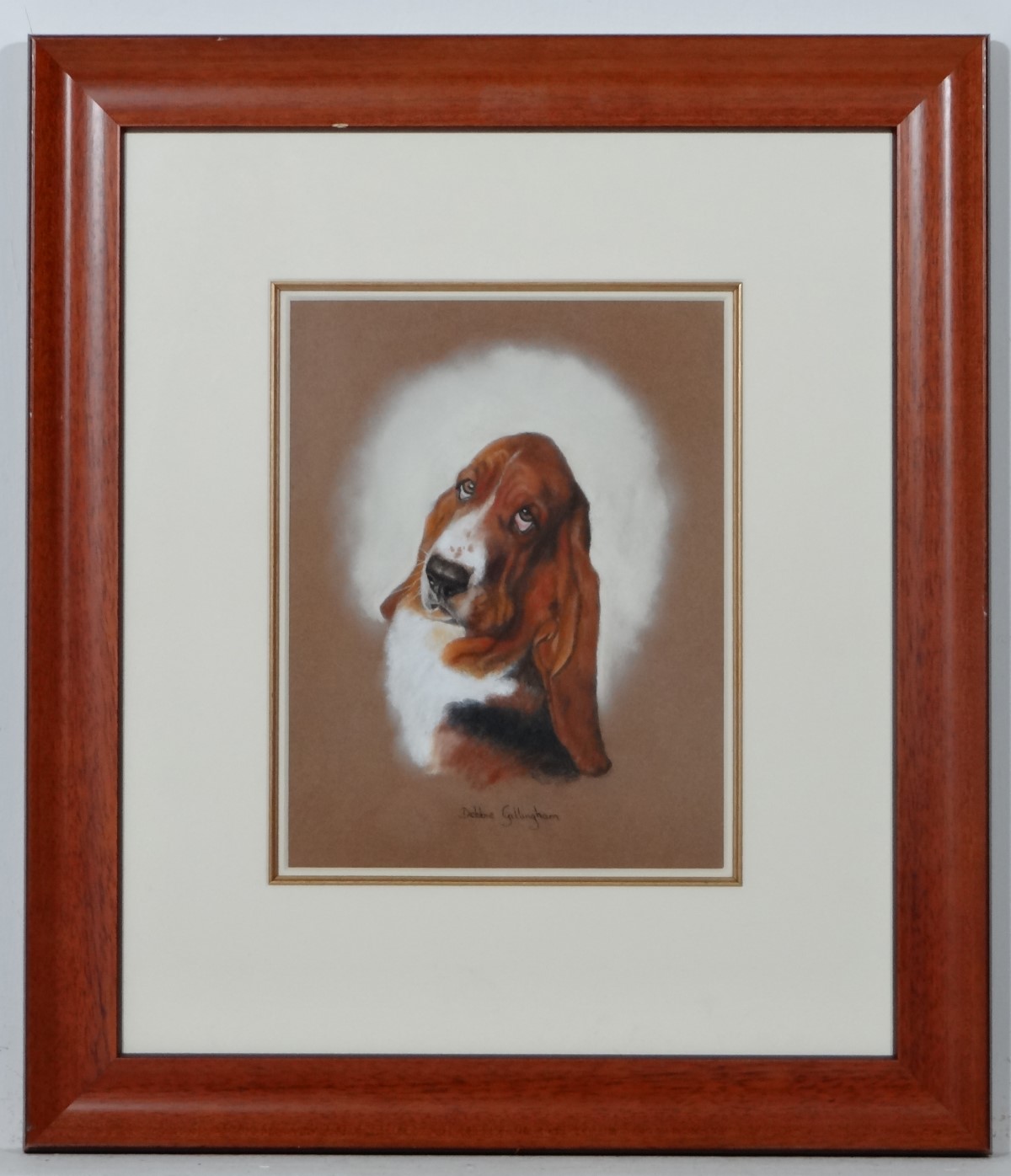 Debbie Gillingham (1965), Canine School, Pastel on paper, Portrait of a Basset Hound dog,