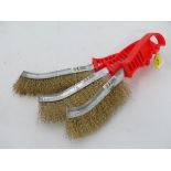 Three wire brushes with plastic handles (3) CONDITION: Please Note - we do not make