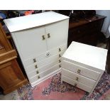 A painted chest of drawers together with a white painted cupboard (2) CONDITION: