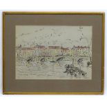 Manner of Paul Lucien Maze, Watercolour, 'Richmond Bridge',