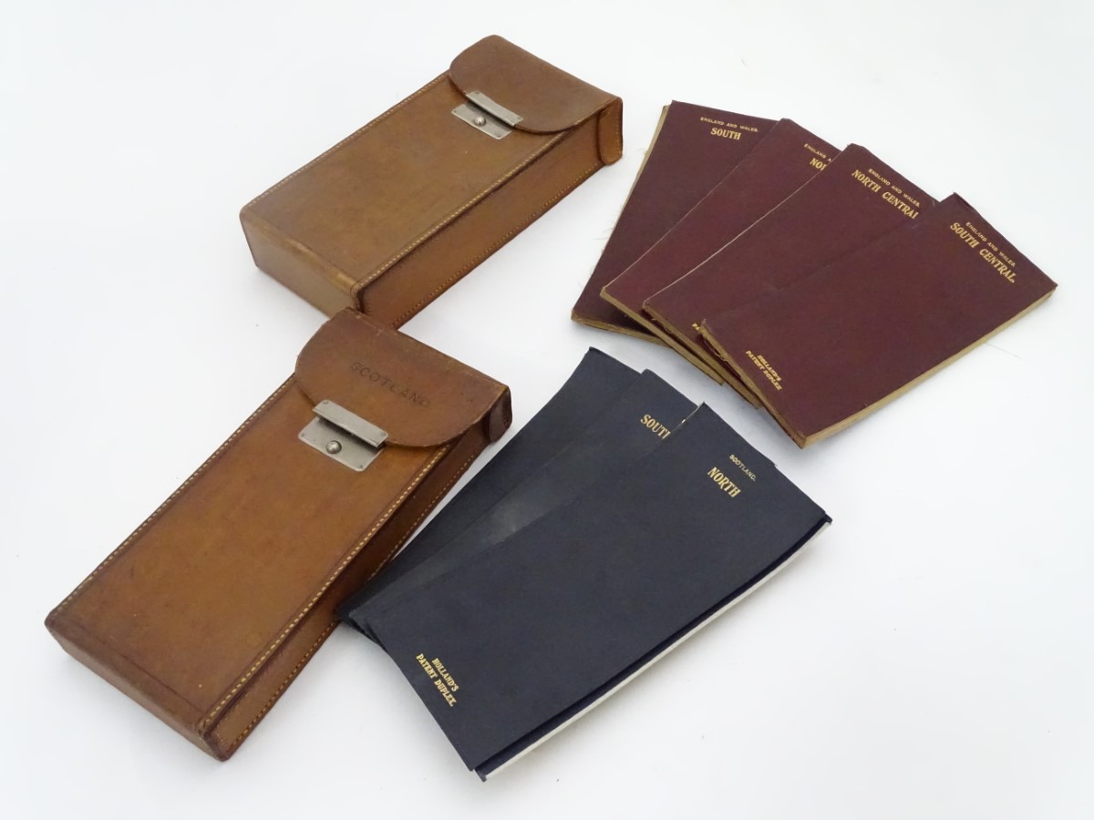 Two road map sets in leather cases, England,