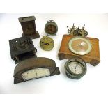 A box of assorted clocks and movements including a Smiths Car dashboard clock ( with windup