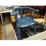 A blue painted smokers bow chair CONDITION: Please Note - we do not make reference