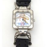 Sterling silver novelty wristwatch: 'National Cowgirl Museum and Hall of Fame' 2003,