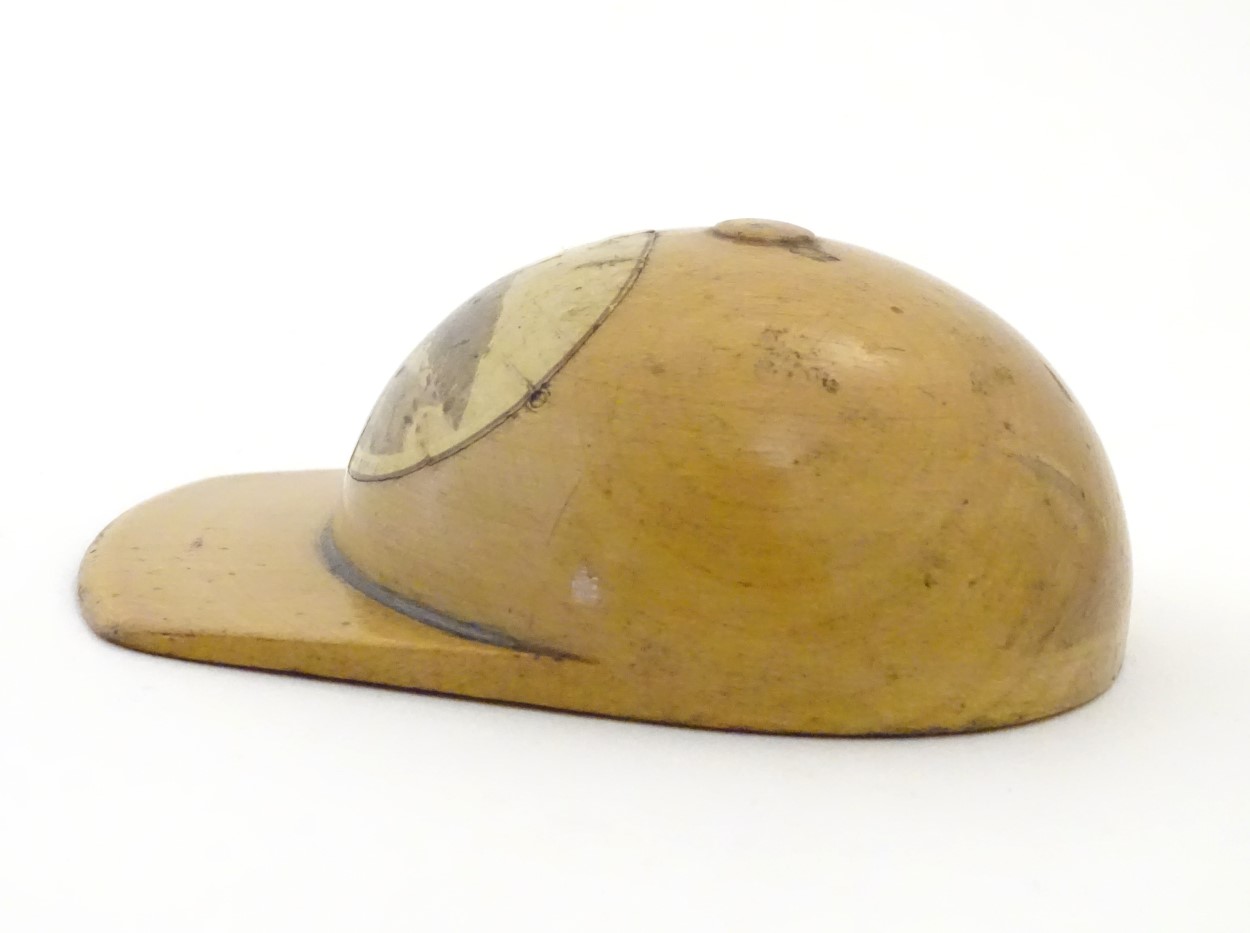 Mauchline ware: A novelty treen model of a jockey cap/riding hat, - Image 2 of 5