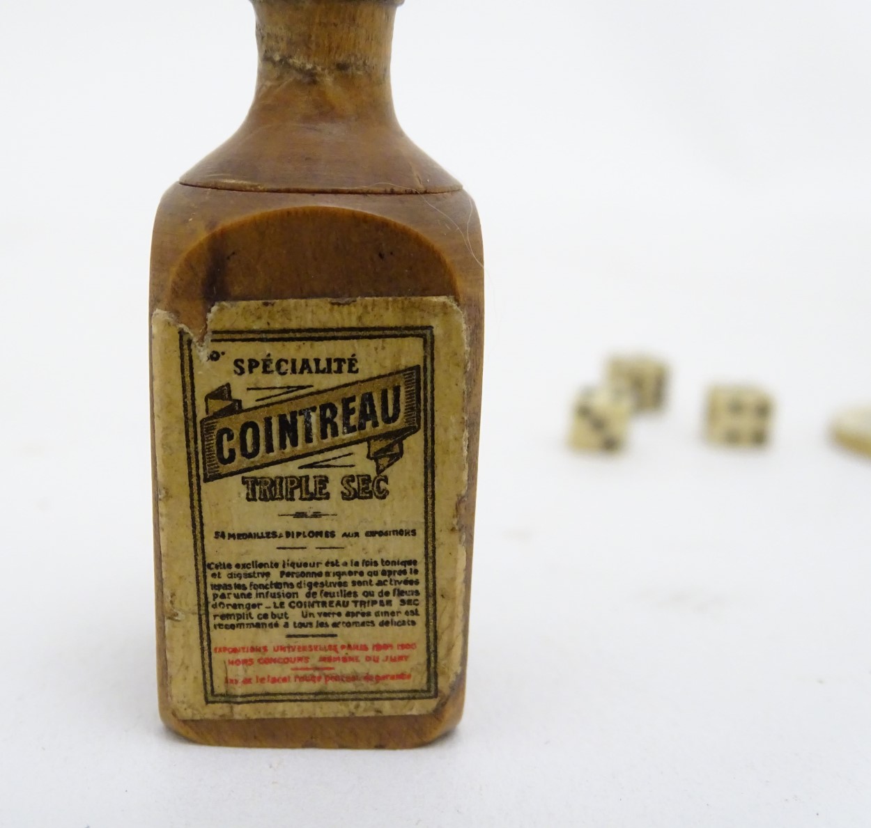 Cointreau Triple Sec - A novelty carved miniature boxwood bottle shaped container unscrewing to - Image 11 of 11