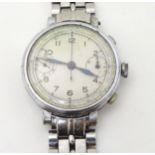 A gentleman's early-to-mid 20thC chronograph mechanical stainless steel wristwatch,