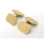 9ct gold cufflinks with engine turned decoration CONDITION: Please Note - we do not