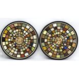 A pair of Grand Tour specimen marble table tops of circular form.
